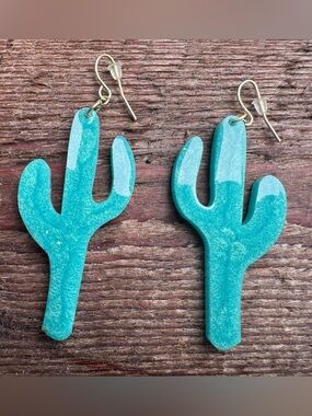 Turquoise Cactus Drop Earrings by